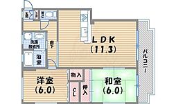 シャロン甲東園 2LDKの間取図画像