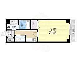 瑠璃甲東園 1Kの間取図画像
