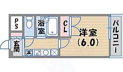 エクレ西宮 1Kの間取図画像