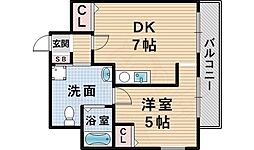 ダイドーメゾン阪神西宮 ワンルームの間取図画像