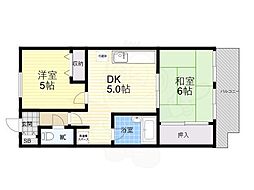 フローレンス西宮1 2DKの間取図画像
