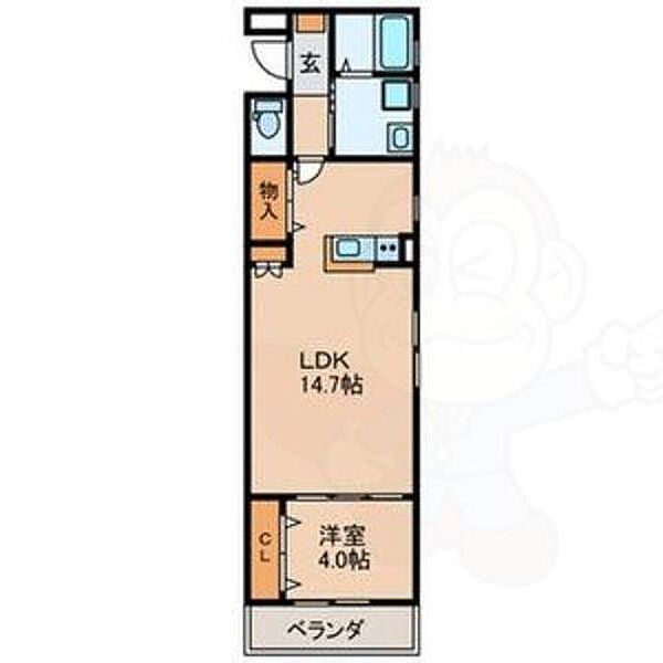 大阪府堺市北区百舌鳥梅町１丁(賃貸アパート1LDK・1階・44.01㎡)の写真 その2