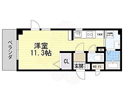 JR阪和線 鳳駅 徒歩3分の賃貸マンション 3階ワンルームの間取り