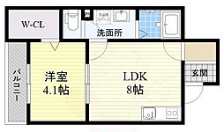 Osaka Metro御堂筋線 新金岡駅 徒歩10分の賃貸アパート 2階1LDKの間取り