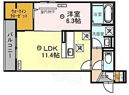 Clashist常磐町 3階1LDKの間取り
