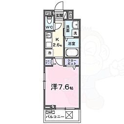 ヒカルサ堺市文珠橋通2 3階1Kの間取り