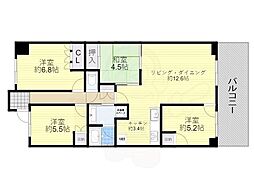 南海高野線 白鷺駅 徒歩1分の賃貸マンション 6階4LDKの間取り
