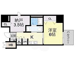 ディアコート宿屋町 1階1SKの間取り
