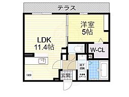 南海高野線 萩原天神駅 徒歩18分の賃貸アパート 1階1LDKの間取り