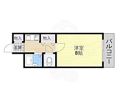 フォンティーヌ南三国 1Kの間取図画像