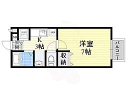 パセオ三国ケ丘 1Kの間取図画像