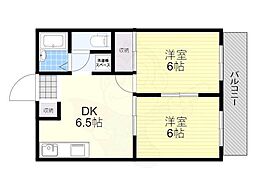 プロォスパー中百舌鳥 2DKの間取図画像