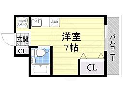 ヌーベルコート三国ヶ丘 1Kの間取図画像