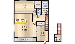 ヴィラファミール 2LDKの間取図画像