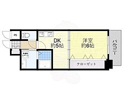 Krehl宿院 1DKの間取図画像