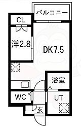 堺市堺区賑町1丁マンション 1DKの間取図画像