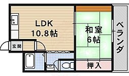西ハイツ 1LDKの間取図画像