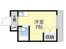 ヌーベルコート三国ヶ丘 ワンルームの間取図画像
