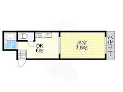 ロイヤルコート八番館 1DKの間取図画像