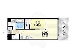 オリエンテム宿院南 1LDKの間取図画像
