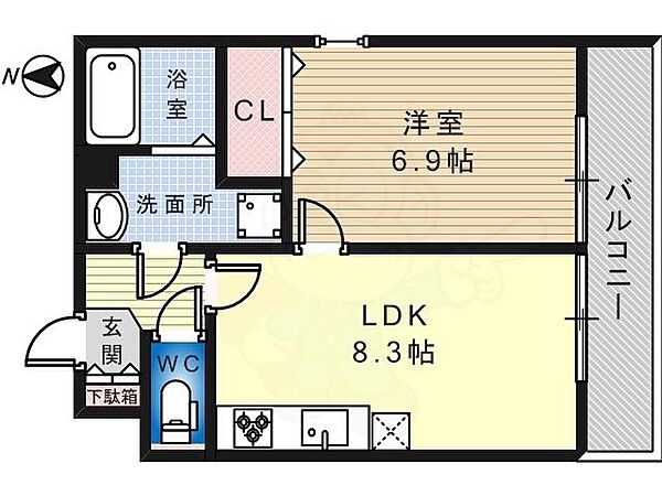 大阪府堺市東区大美野(賃貸アパート1LDK・3階・36.89㎡)の写真 その2