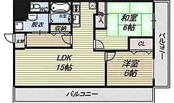 アーベインコート 2LDKの間取図画像