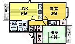 宗久園ハイツA棟 2LDKの間取図画像