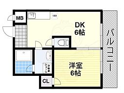 パーク大浜 1DKの間取図画像