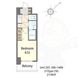 S-RESIDENCE堺altklas 1Kの間取図画像