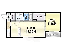 アネッサ堺東 2階1LDKの間取り