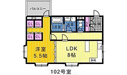 メリファマンション 1LDKの間取図画像