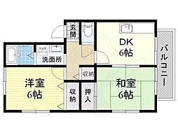 宗久園ハイツB棟 2DKの間取図画像