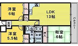 サザンコート堺 3LDKの間取図画像