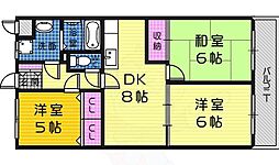 パラディアンフレール 3DKの間取図画像