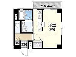 中三国ローズハイツ ワンルームの間取図画像