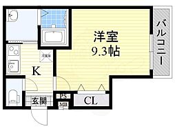 フジパレス香ケ丘 1Kの間取図画像