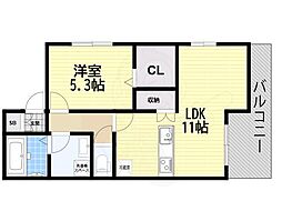 リシェ 1LDKの間取図画像