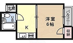 シャンクレール御陵前 1Kの間取図画像