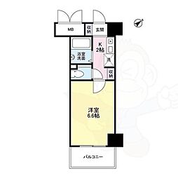 ボンシェール堺 1Kの間取図画像
