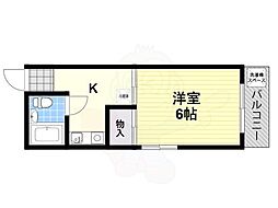 リバティハウス 1Kの間取図画像