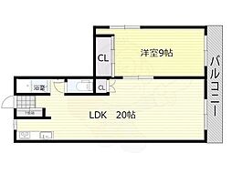 新金岡グリーンハイツ 1LDKの間取図画像