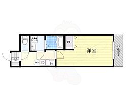 ドェル荒木 1Kの間取図画像