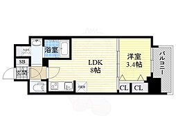 アーバネックス西天満 1LDKの間取図画像