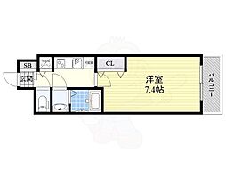 プランドール北浜 1Kの間取図画像