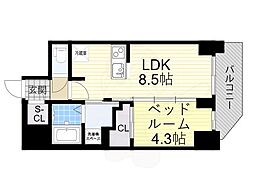 セレニテ本町リアン 1LDKの間取図画像