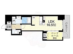 大阪市中央区博労町1丁目マンション 1LDKの間取図画像