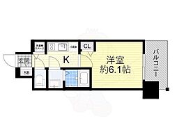 プレサンス梅田北ザ・ライブ 1Kの間取図画像