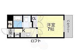 WOBフクシマ 1Kの間取図画像