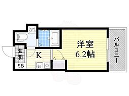 ニューシティアパートメント西天満 1Kの間取図画像