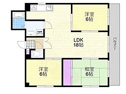 アルテハイム天六2 3LDKの間取図画像